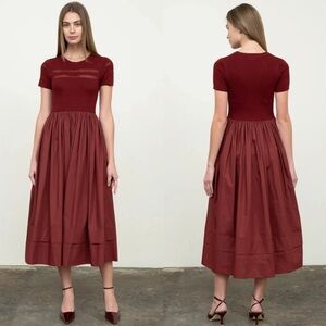 NWOT Moon river bow tie knit top mixed maxi dress